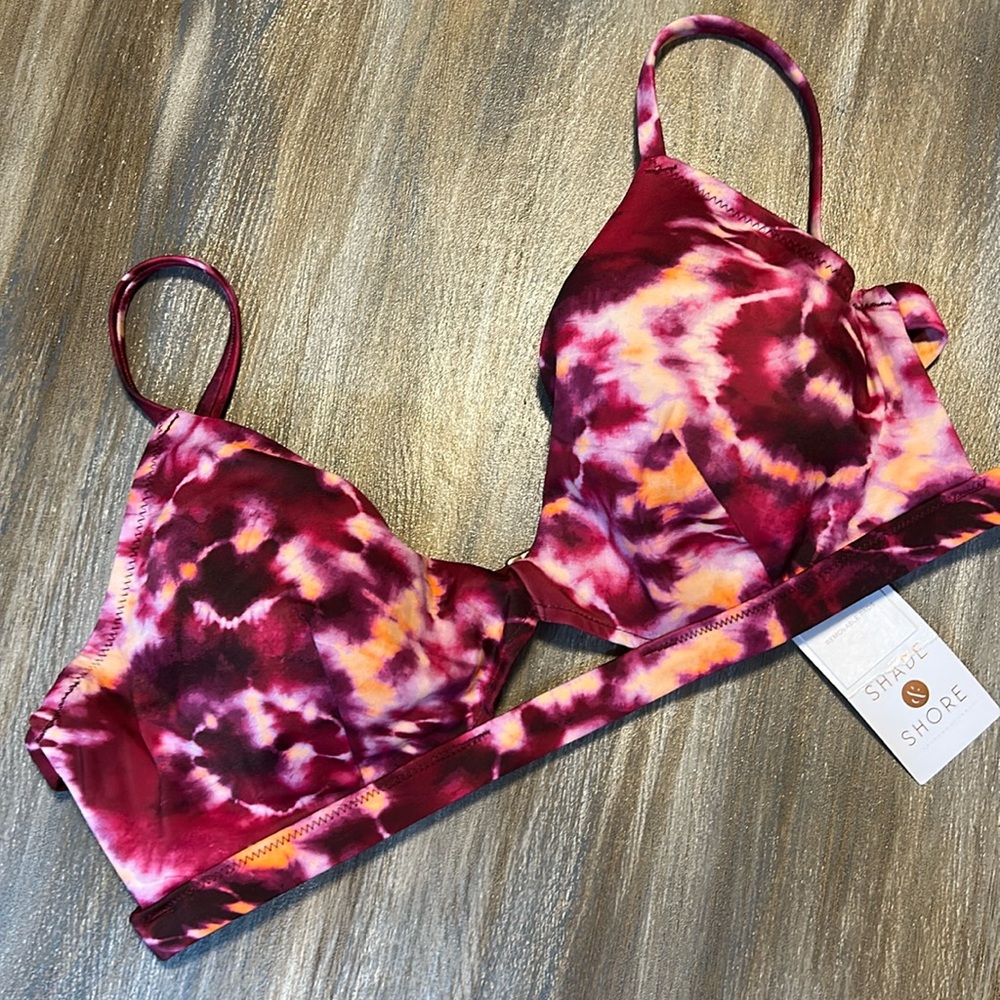 NWT Shade & Shore Magenta/Orange Tie Dye Underwire Bikini Top Size 36B